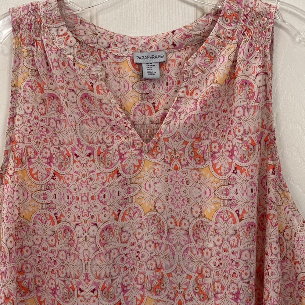 Paraphrase Multi Color Pattern Tank Top With V Cu… - image 4